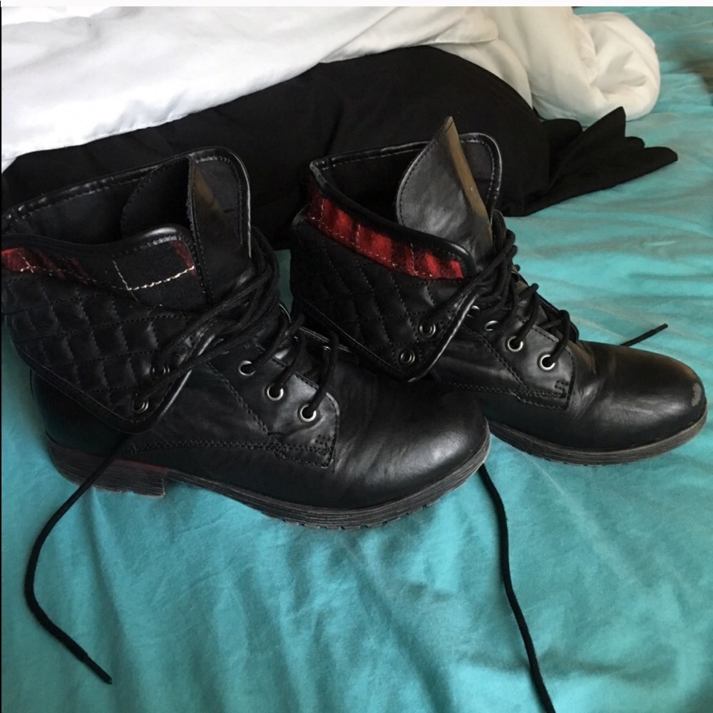 Black combat boots